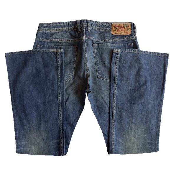 Vintage Diesel Zathan Jeans 0888A 33x32 Wide Bootcut Leg Aged Blue Only The Brav - Picture 3 of 12